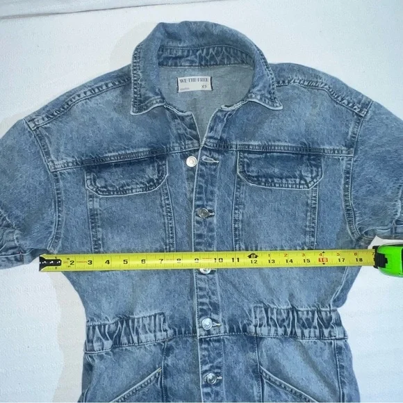 We The Free Marci Denim Romper Shortalls Womens Sz XS Boho Festival Free People - Picture 7 of 8
